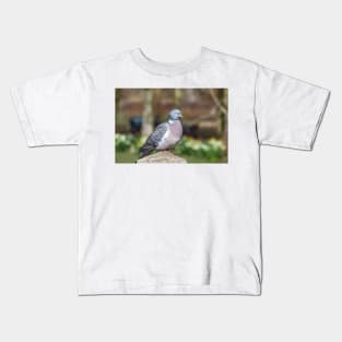 Wood Pigeon Perched On Post Kids T-Shirt